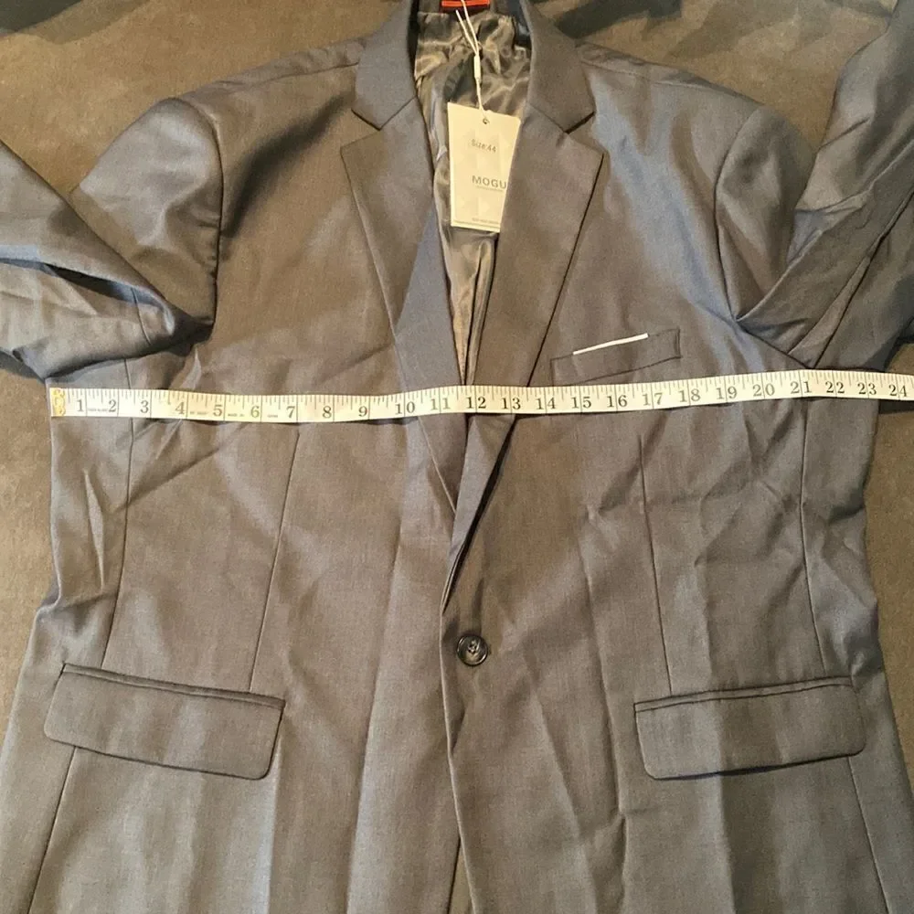 Mogu Men’s Gray Suit Jacket Blazer Slim Fit One Button Notch Lapel Size 44 NWT